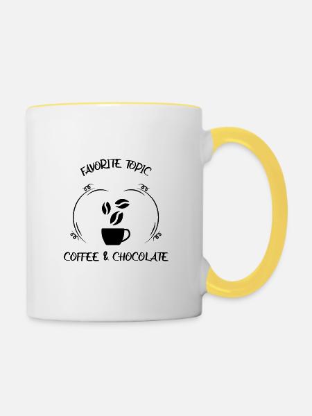 Kaffee Espresso Käffchen & Schokolade - Tasse zweifarbig - Weiß/Gelb