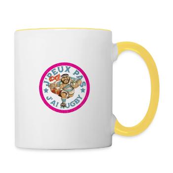 J peux pas j ai rugby 1 - Mug contrasté - blanc/jaune - Droite