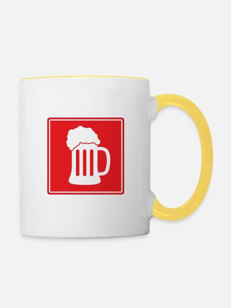 Durstlöscher Bier - Tasse zweifarbig - Weiß/Gelb