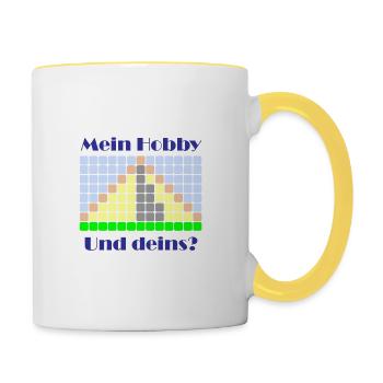 mein hobby zelten - Tasse zweifarbig - Weiß/Gelb - Rechts