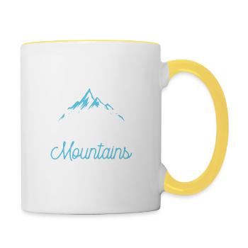 montagnes de montagnes - Mug contrasté - blanc/jaune - Droite
