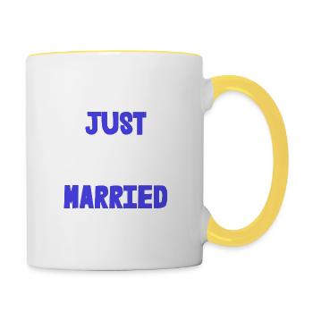 ICH HABE GERADE GEHEIRATET. Junggesellinnenabschied. VALENTINSTAG. PAAR. LIEBE - Tasse zweifarbig - Weiß/Gelb - Rechts