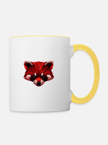 Roter Panda Low Poly Art Design - Tasse zweifarbig - Weiß/Gelb