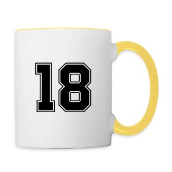 18 nombre de maillots - Mug contrasté - blanc/jaune - Droite