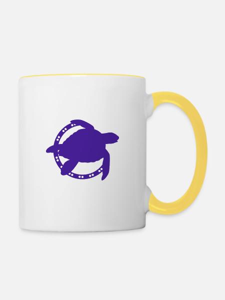 Schildkröte / Kriechtier - Reptilie - Tasse zweifarbig - Weiß/Gelb