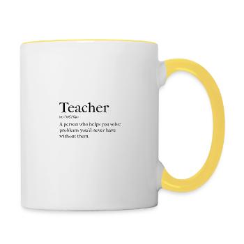 Enseignant - énonciation drôle - Mug contrasté - blanc/jaune - Droite