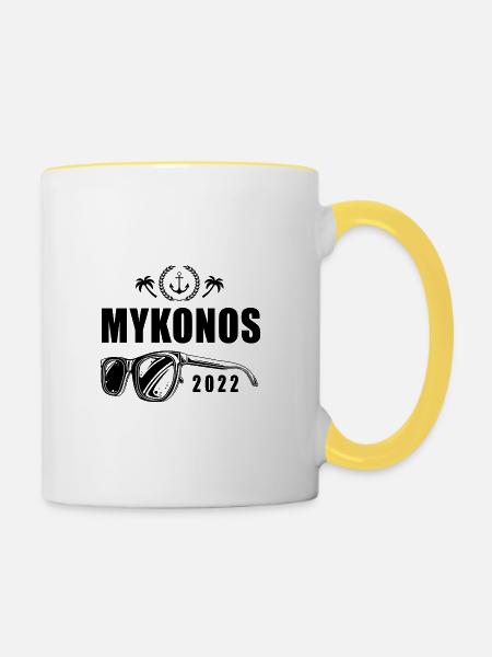 Mykonos 2022 - Tasse zweifarbig - Weiß/Gelb