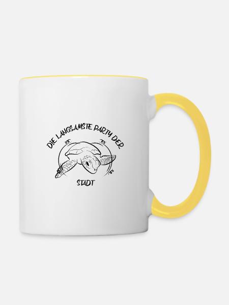 Schildkröten Schildkröte - Tasse zweifarbig - Weiß/Gelb