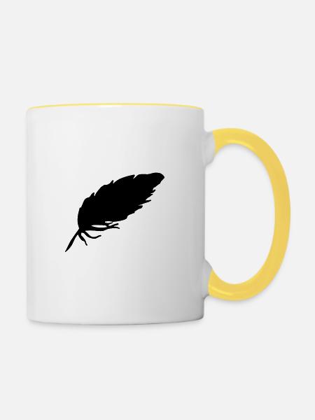 Feder - Tasse zweifarbig - Weiß/Gelb