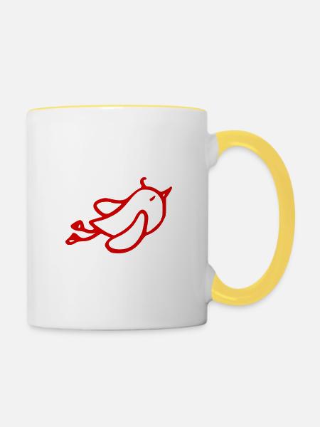 süsser Vogel - Tasse zweifarbig - Weiß/Gelb