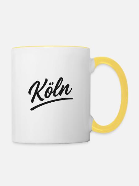 KölnScript Signatur - Tasse zweifarbig - Weiß/Gelb