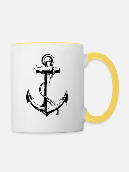 Ahoy - Tasse zweifarbig - Weiß/Gelb