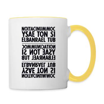 Kommunikation schwarz sixnineline - Tasse zweifarbig - Weiß/Gelb - Rechts