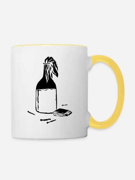 Molotow Cocktail Illustration - Tasse zweifarbig - Weiß/Gelb