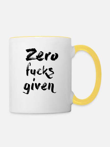 Zero Fucks Given - Tasse zweifarbig - Weiß/Gelb