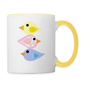 Oiseaux - Mug contrasté - blanc/jaune - Droite