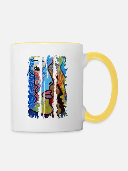 Graffiti - Tasse zweifarbig - Weiß/Gelb