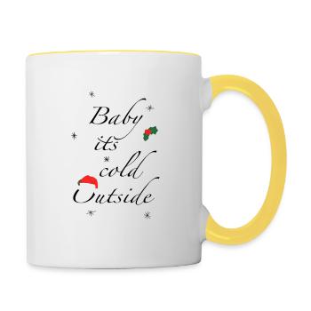Bébé, il fait froid dehors - Mug contrasté - blanc/jaune - Droite
