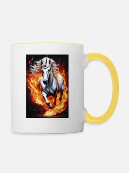 White Animals Einhorn - Tasse zweifarbig - Weiß/Gelb