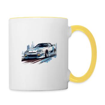 JDM Japan Motorsport Tuning Car 90s T-Shirt AI Gen - Mug contrasté - blanc/jaune - Droite