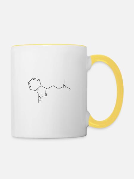 DMT Molekül - schwarz - Tasse zweifarbig - Weiß/Gelb