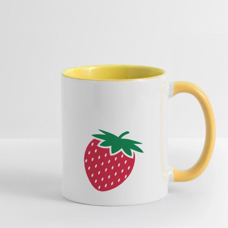 Rote Früchte, reife, frische Erdbeeren oder Erdbeeren Tasse zweifarbig