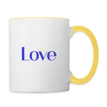I LOVE YOU. LOVE. COUPLE. JUST MARRIED. bachelorette party - Contrasting Mug - white/yellow - Right