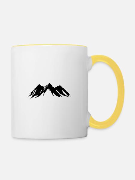 Berge - Tasse zweifarbig - Weiß/Gelb