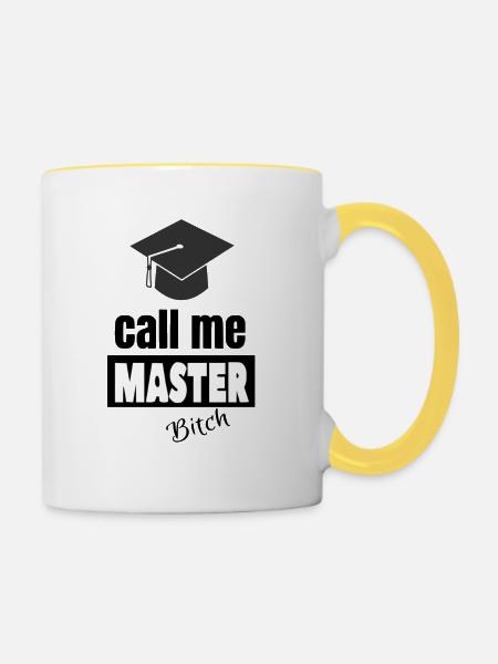Abschluss Master - Tasse zweifarbig - Weiß/Gelb