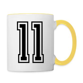 11 Number number - Contrasting Mug - white/yellow - Right