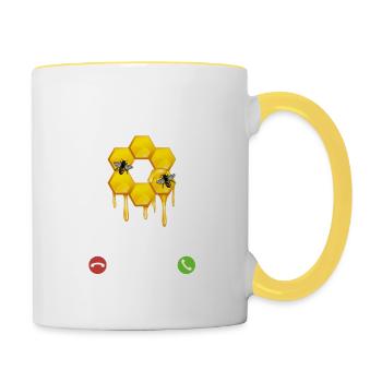 Mein Volk ruft an - ich muss los - Spruch - Tasse zweifarbig - Weiß/Gelb - Rechts