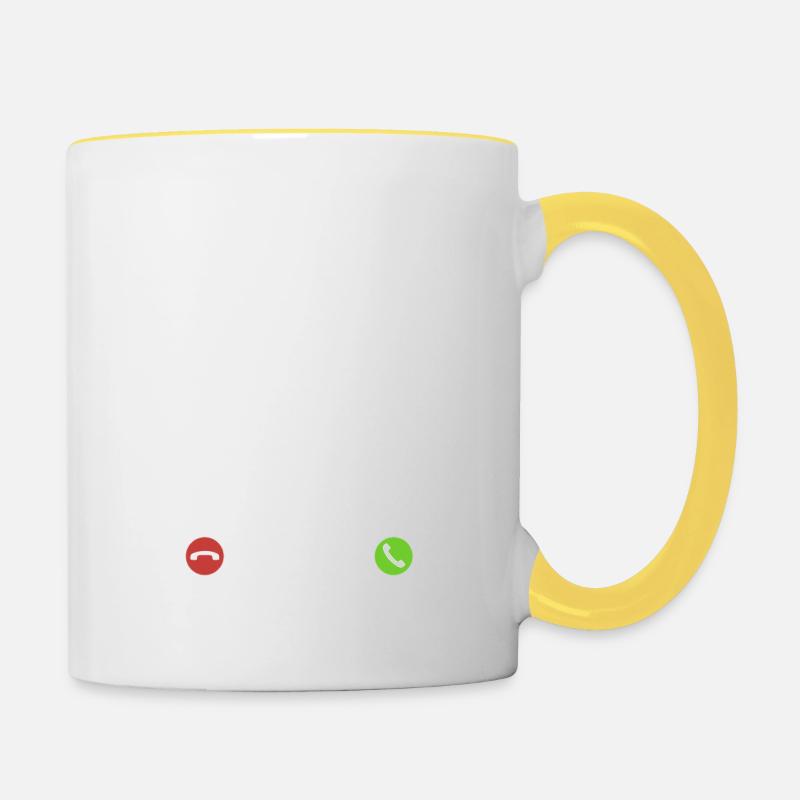 Mein Dudelsack ruft an - ich muss los - Spruch - Tasse zweifarbig - Weiß/Gelb