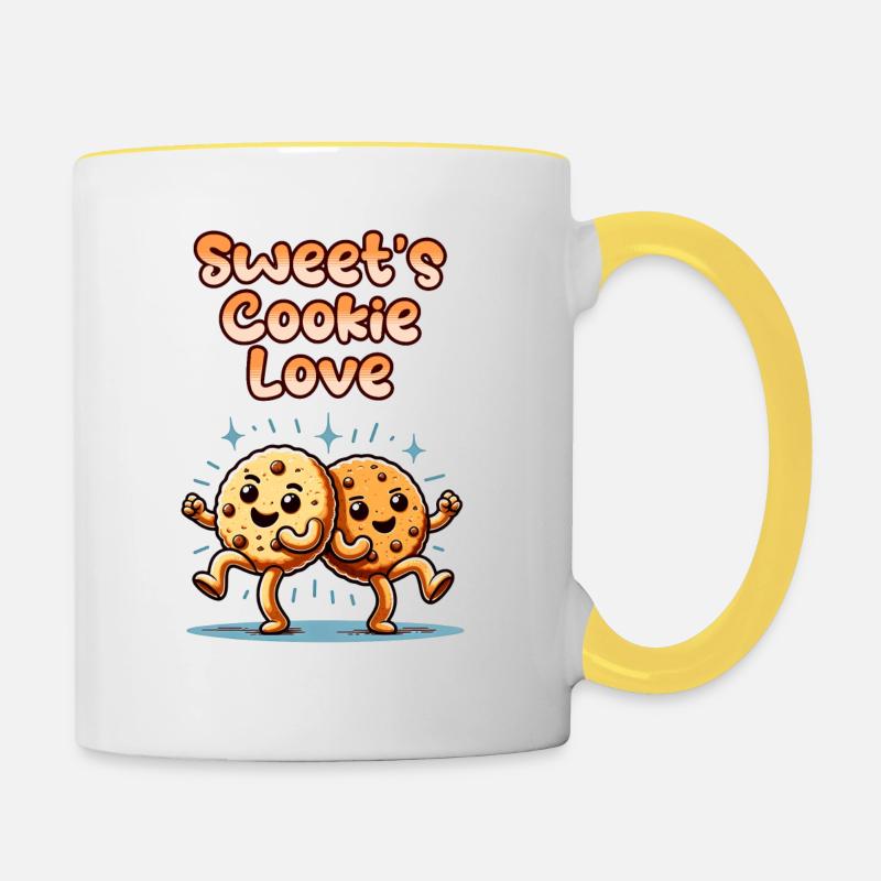 Biscuits mignons Biscuits sucrés Amour danser - Mug contrasté - blanc/jaune