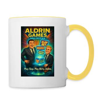 Aldrin Games Unlimited – Kultig! - Tasse zweifarbig - Weiß/Gelb - Rechts