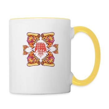 Ich liebe Pizza 2020 - Tasse zweifarbig - Weiß/Gelb - Rechts