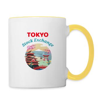 Bourse de Tokyo - Bourse, Négociation - Mug contrasté - blanc/jaune - Droite