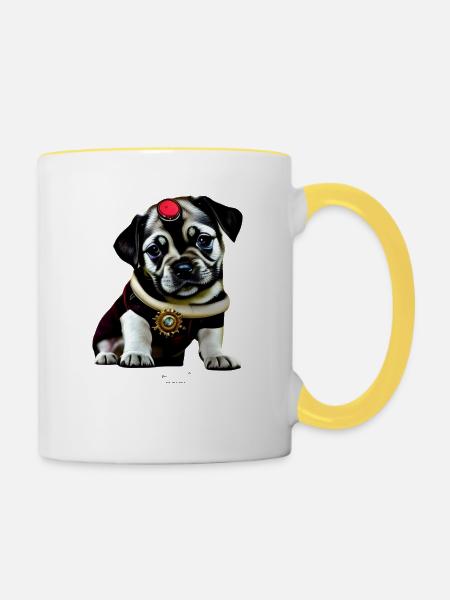 Steampunk - Dog - Tasse zweifarbig - Weiß/Gelb
