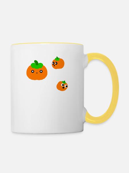 Niedliche Halloween Kürbisse. - Tasse zweifarbig - Weiß/Gelb