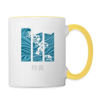 Unique Wave Japanese2 - Contrasting Mug - white/yellow - Right