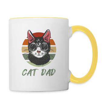 cat dad - Tasse zweifarbig - Weiß/Gelb - Rechts