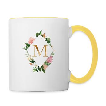 Customizable Monogram M - Contrasting Mug - white/yellow - Right