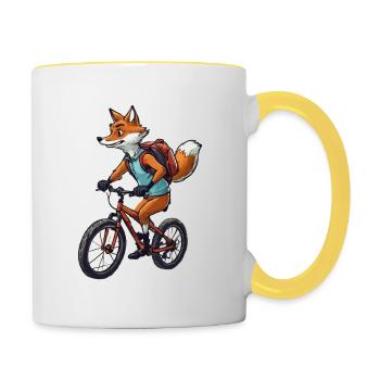 Mountain Biking Fox - Contrasting Mug - white/yellow - Right