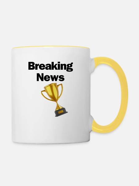 Breaking News - Tasse zweifarbig - Weiß/Gelb