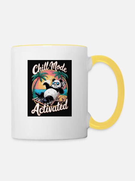 CHILL MODE ACTIVATED - Tasse zweifarbig - Weiß/Gelb