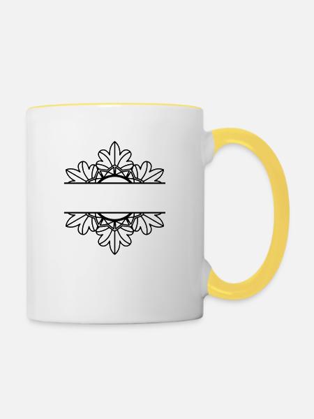 Mandala - Tasse zweifarbig - Weiß/Gelb