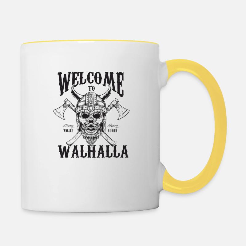 VIKING Skull - Tasse zweifarbig - Weiß/Gelb