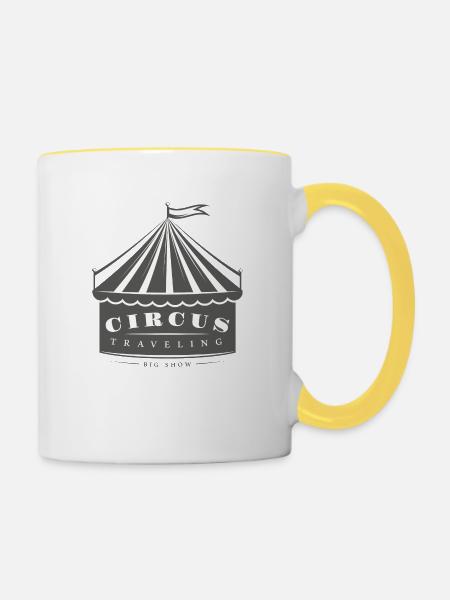 Circus Tent Reisen - Tasse zweifarbig - Weiß/Gelb