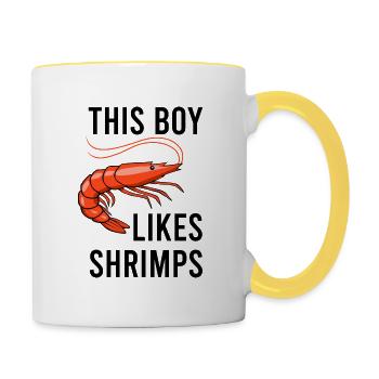 Eating Shrimps Seafood Chef Prawns - Contrasting Mug - white/yellow - Right