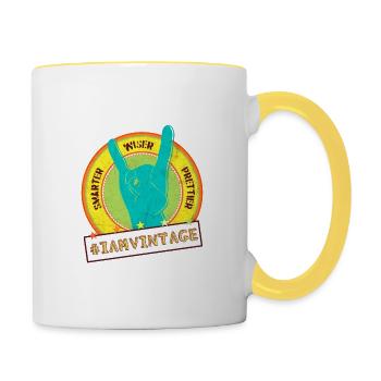 #iamvintage. Vintage-Hipster-Look für Herren/Frauen - Tasse zweifarbig - Weiß/Gelb - Rechts