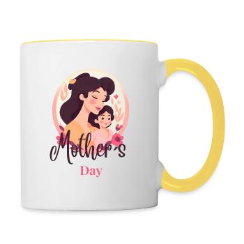 Happy Mothers Day leaves - Tasse zweifarbig - Weiß/Gelb - Rechts